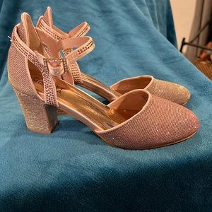 Bartley Mischka girls dress shoes in rose gold sparkle